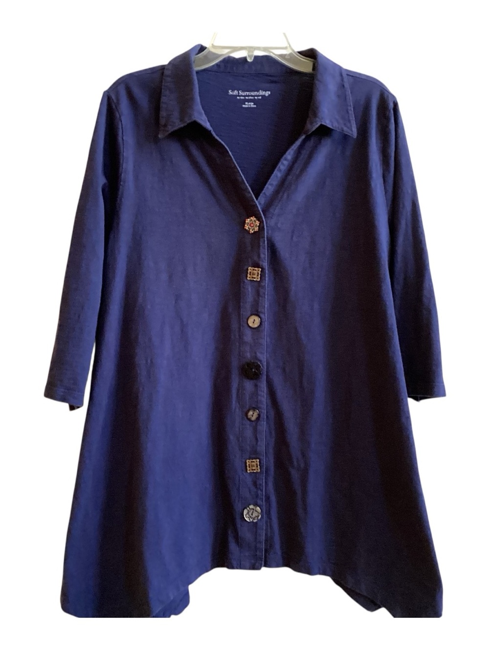Soft Surroundings Danielle Navy Blue Tunic Mixed Buttons size XL